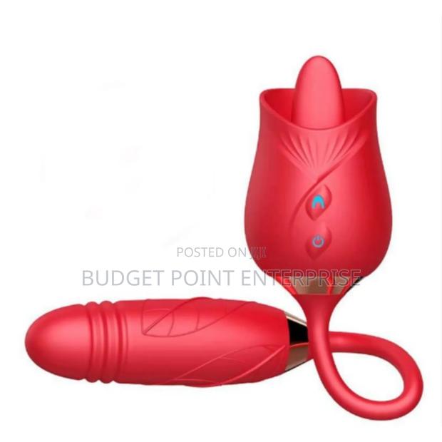2 in 1 Rose Licking Tongue Vibrator - Red photo 2