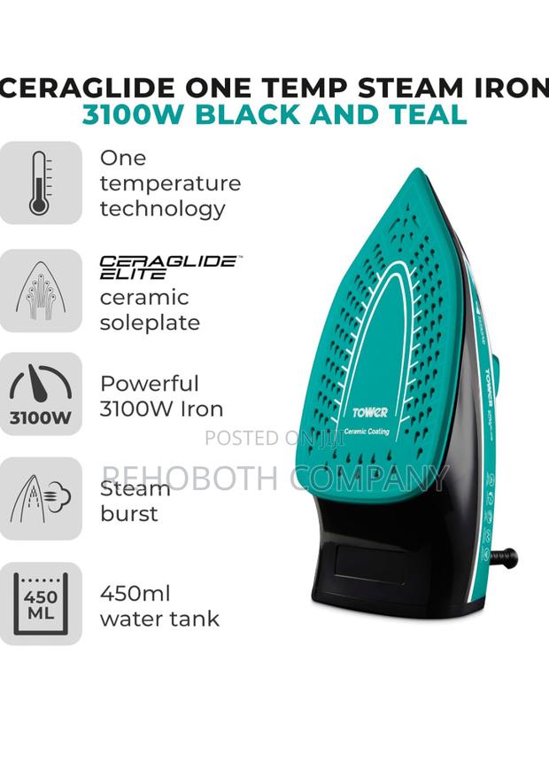 Tower T22026tl Ceraglide One Temperature Steam Iron With Ceramic photo 3