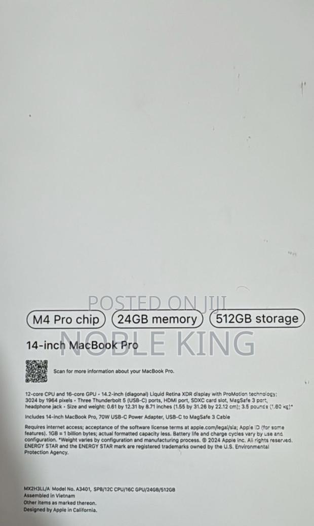 Laptop Apple MacBook Pro 2024 M4 14-inch 24GB Apple M4 Pro SSD 512GB photo 3
