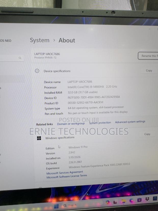 New Laptop Acer Predator Helios Neo 16 32GB Intel Core i9 SSD 1T photo 17