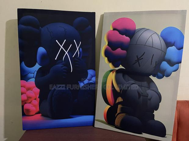 3 PCS Wall Arts Kaws Real Canvas Colourful Frames