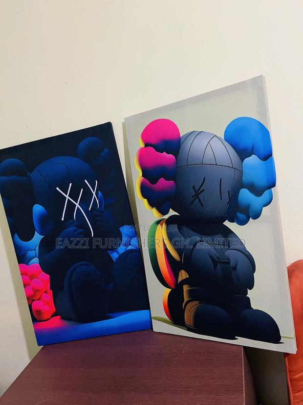 3 PCS Wall Arts Kaws Real Canvas Colourful Frames photo 2