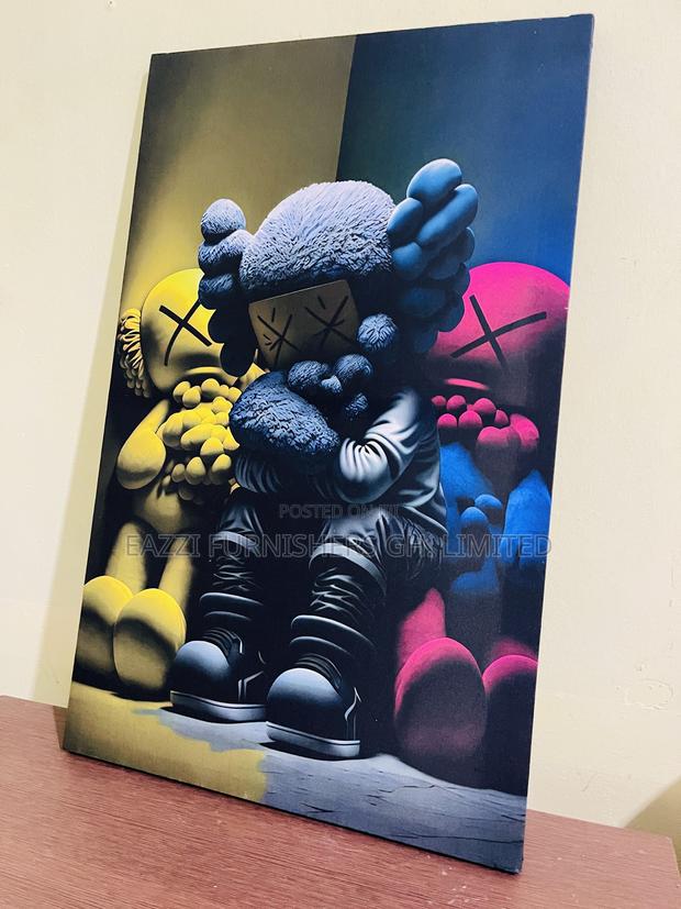 Kaws "Hypebeast" Artwork Featuring Several Companion Canvas Wall Frame