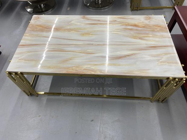 Classy Marble Top Center Table With Golden Frame photo 2