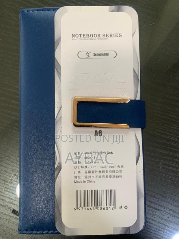 Premium A6 Business Notebook With Metal Lock – Blue Faux Leather