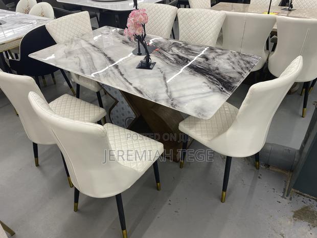 Glossy Marble Top Six Seater Dining Set photo 2