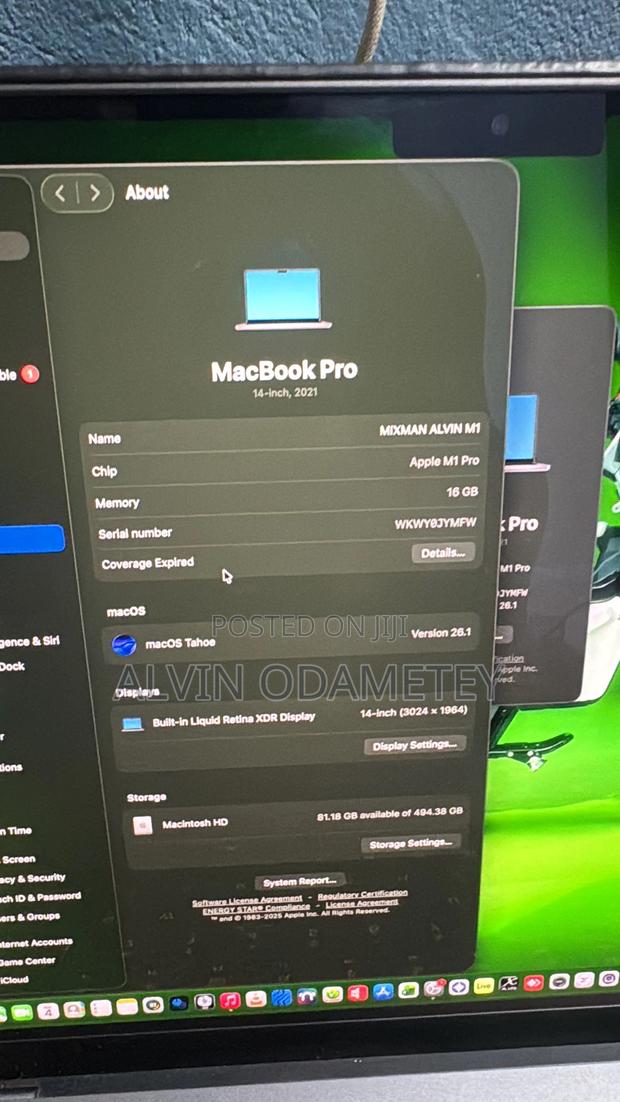Laptop Apple MacBook Pro 16GB Apple M1 Pro SSD 512GB photo 3