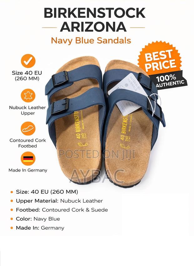Birkenstock Arizona Nubuck Leather Sandals – Navy Blue, Eu 40 photo 3