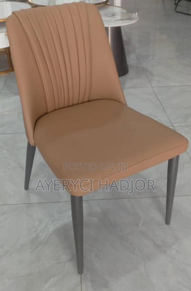Modern Taupe / Brown Faux Leather Dining Chair With Tapered Legs