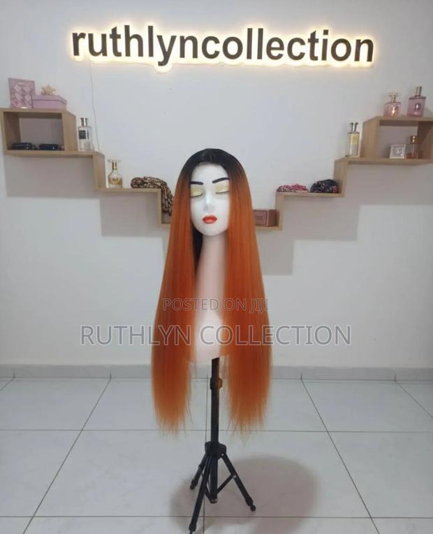 Copper‐Orange Ombre Glam Wig