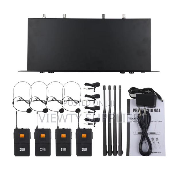 4 Channels Uhf Wireless Lapel Head Set Microphone With 4 Body Packs photo 3