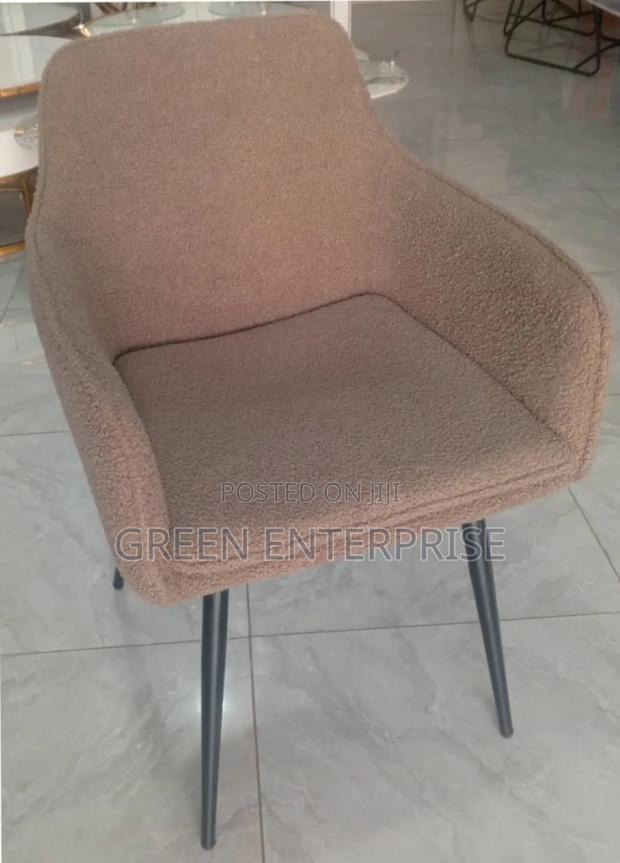 Modern Beige Bouclé Upholstered Accent Chair With Black Legs