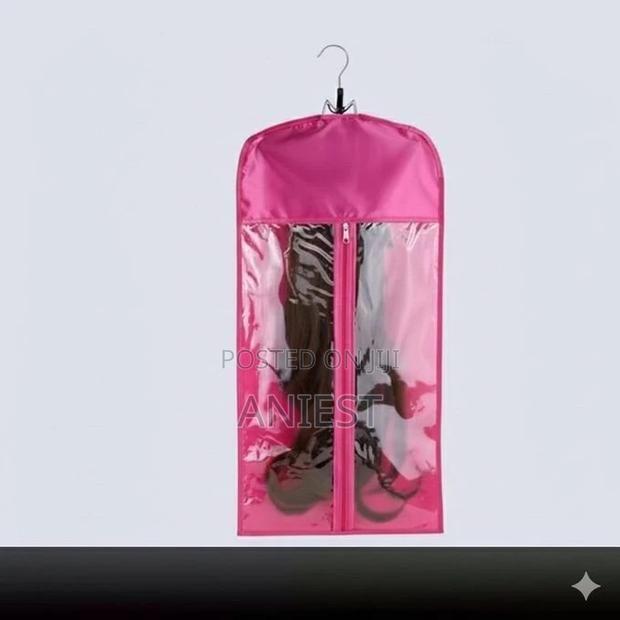Wig Storage Bag With Clear Window 80cm X 29cm-Pink