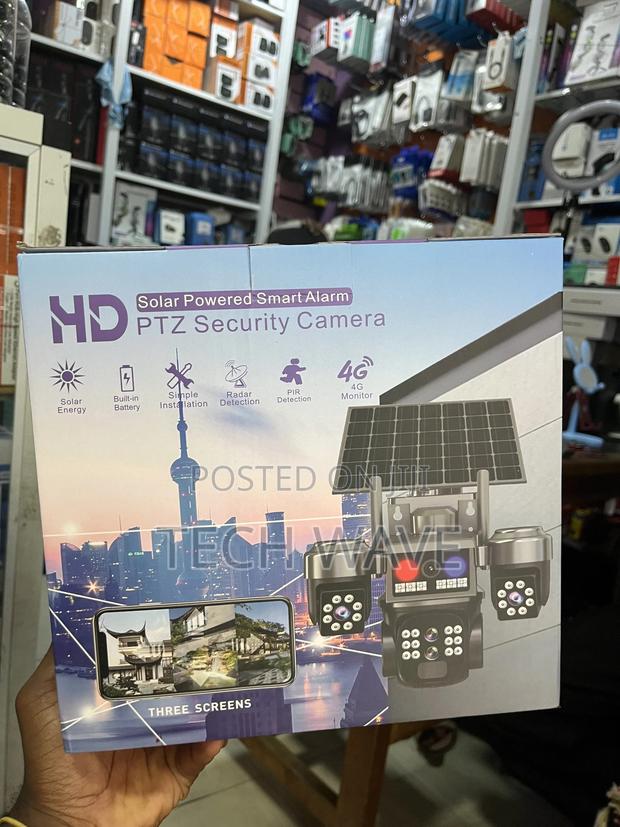 Ptz Solar 3 Lens Cctv Camera Takes Sim photo 3
