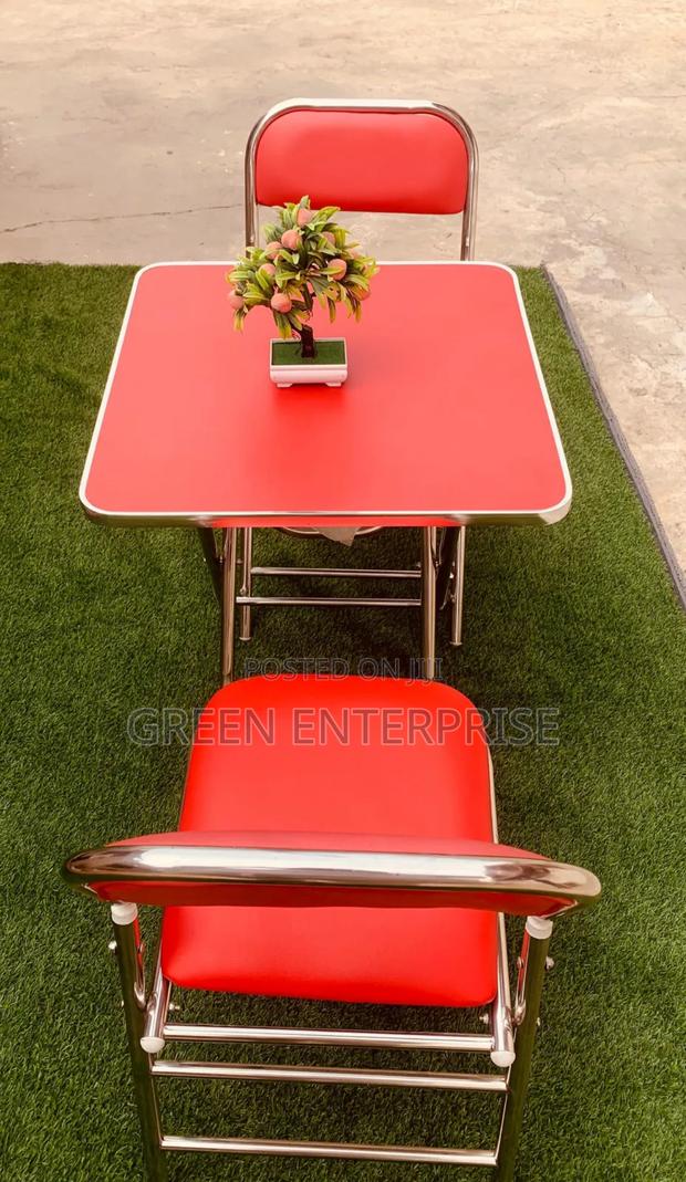 Compact Red Folding Table 2 Chairs Set