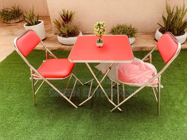 Compact Red Folding Table 2 Chairs Set photo 3