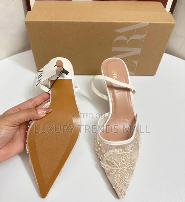 Zara Elegant Embroidered Slingback Heels