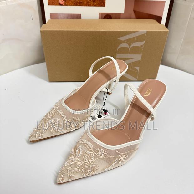 Zara Elegant Embroidered Slingback Heels photo 4