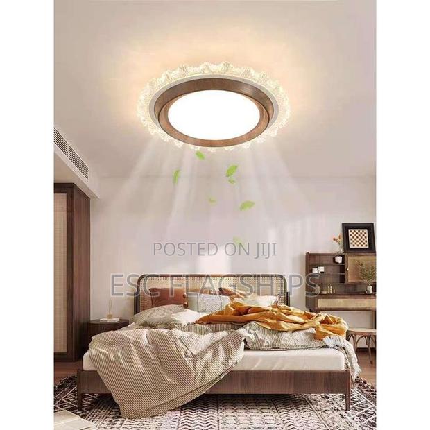 Bladeless Ceiling Fan Light + Remote Control - 60w -- Dark Wood