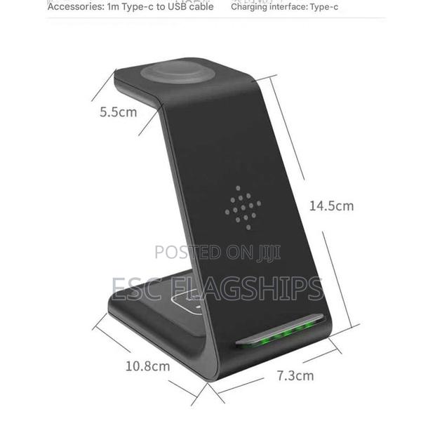 3 in 1 Portable Multifunctional Wireless Charger Stand - Black
