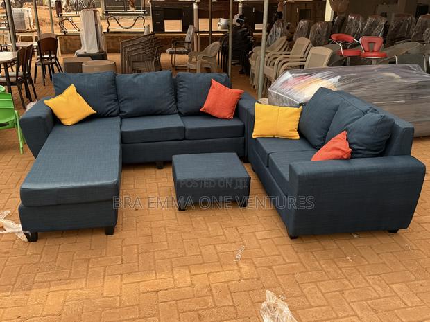 U-shaped Sectional Fabric Sofa Set (With Ottoman)