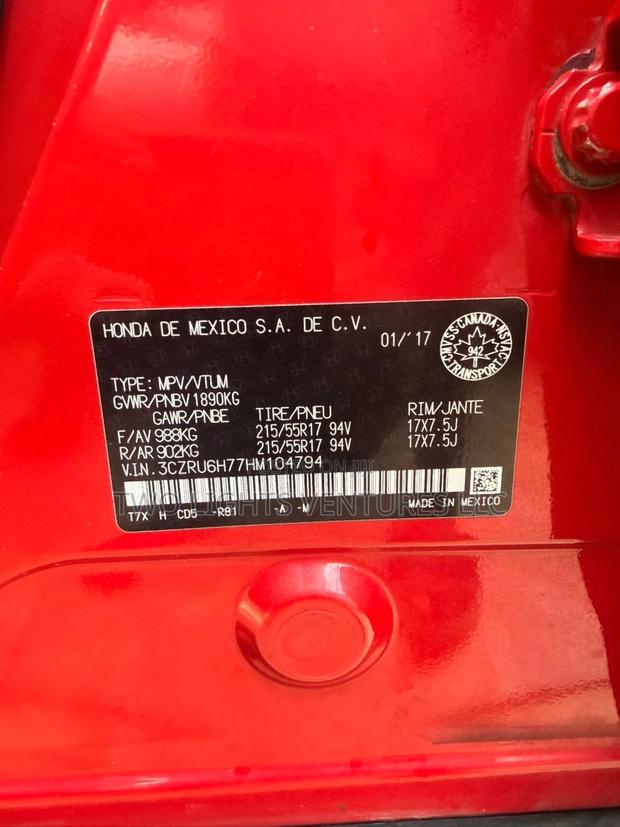 Honda HR-V EX-L w/Navigation AWD 2017 Red photo 3