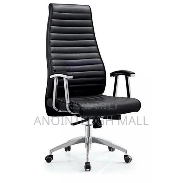 High Back Leather Office Swivel Chair - Black