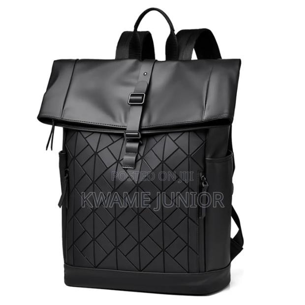 Fashionable Black Leather Backpack for 15-16 Inch Laptop