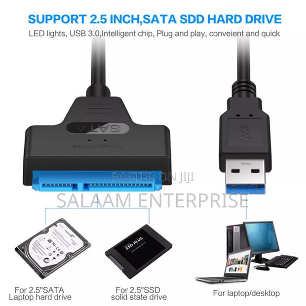Usb 3.0 to Sata Cable for 2.5" SSD HDD + Type C Adapter photo 2
