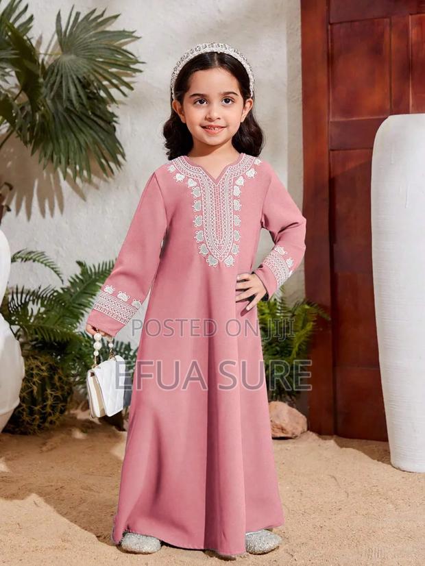 Young Girl Geometric Printed Long Sleeve Dress