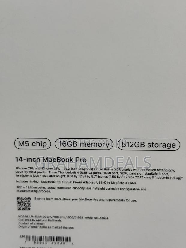 New Laptop Apple Macbook Pro 2025 M5 14-Inch 16GB Apple M5 SSD 512GB photo 3