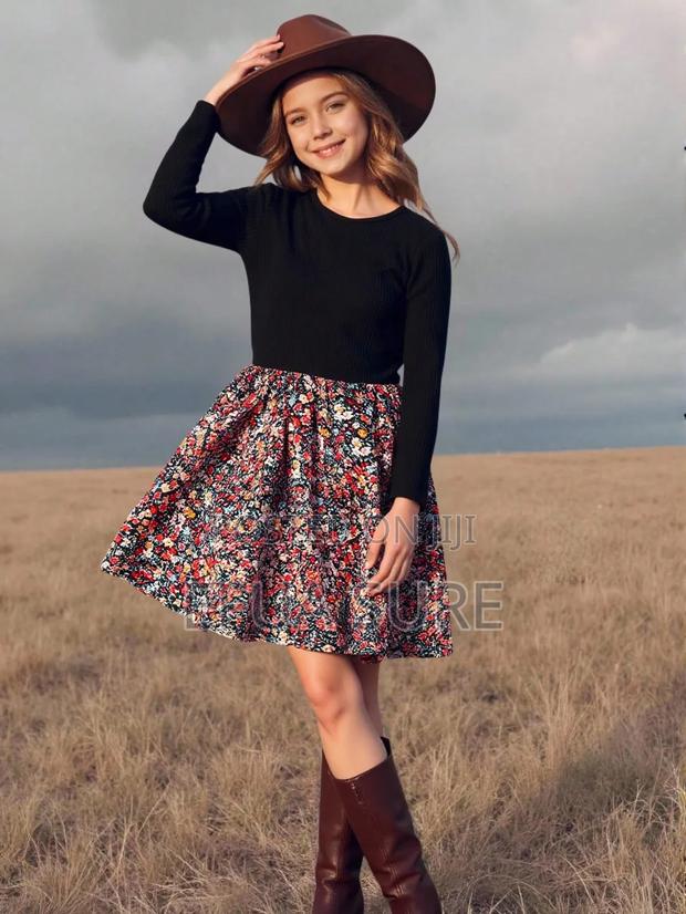 Girls Floral Print Straight Dress