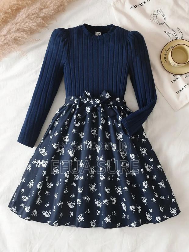 Girls Floral Print Straight Dress photo 2