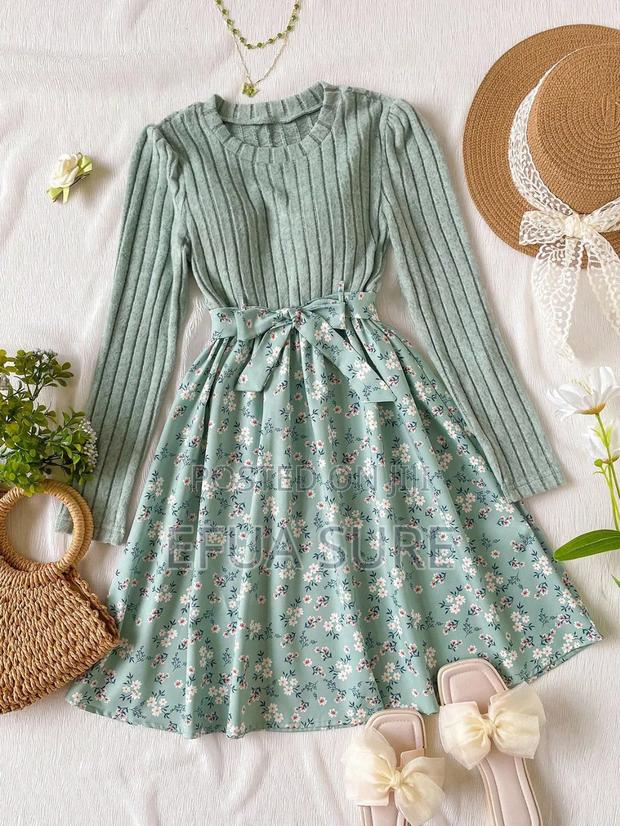 Girls Floral Print Straight Dress photo 5