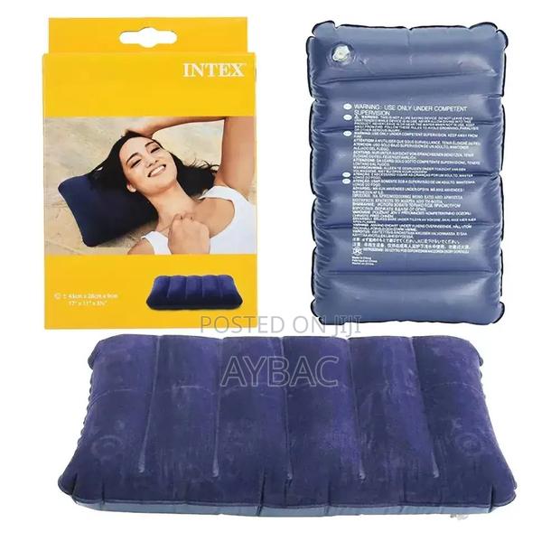 Inflatable Downy Blue Pillow – Soft Portable Travel Pillow photo 2