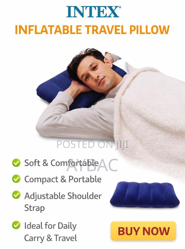 Inflatable Downy Blue Pillow – Soft Portable Travel Pillow photo 3