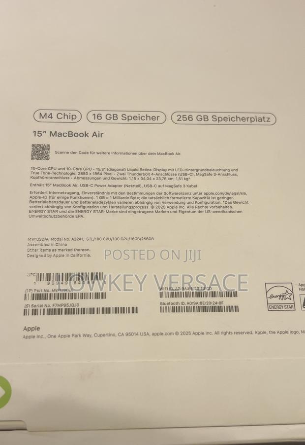 New Laptop Apple MacBook Air 2025 M4 15-Inch 16GB Apple M4 SSD 256GB photo 2
