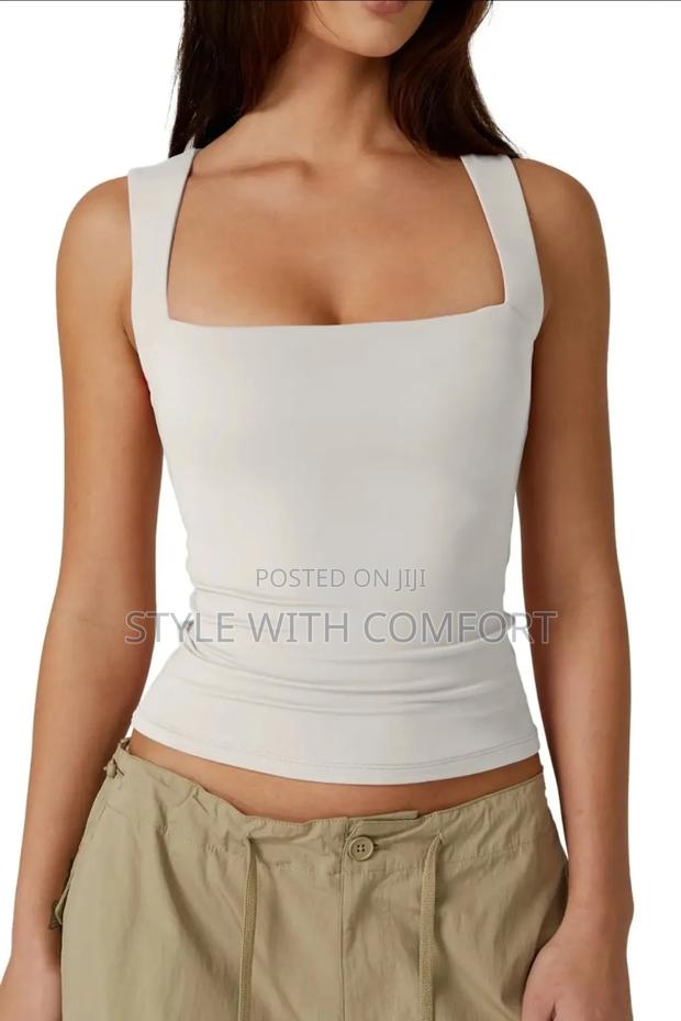 Square Neck Ladies Top. Stretchy.