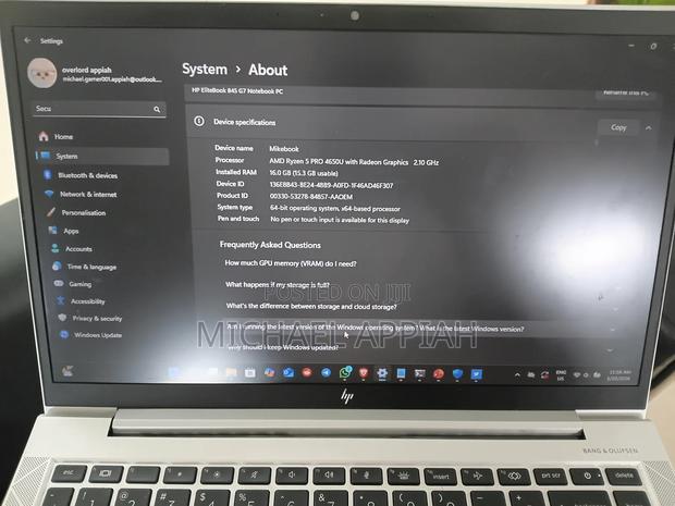 Laptop HP EliteBook 840 G7 16GB AMD Ryzen 5 SSD 256GB photo 2