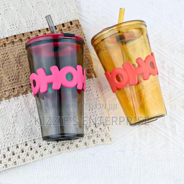 450ml Glass Cup With Lid And Straw photo 3