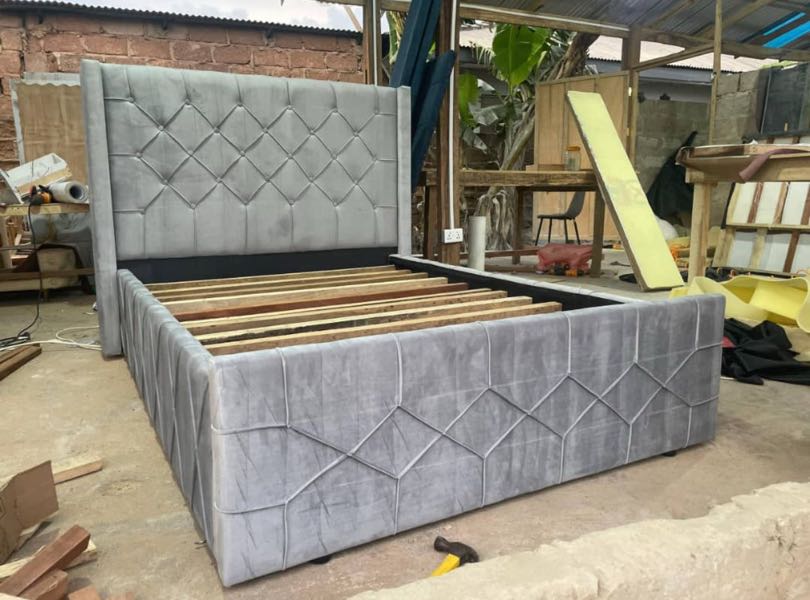 Cute suede Double Bedframe